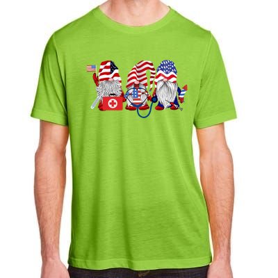 Nurse Usa Flag Gnome Stethoscope Patriotic Nurse 4th Of July Gift Adult ChromaSoft Performance T-Shirt