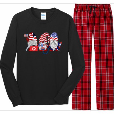 Nurse Usa Flag Gnome Stethoscope Patriotic Nurse 4th Of July Gift Long Sleeve Pajama Set