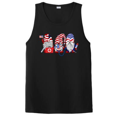 Nurse Usa Flag Gnome Stethoscope Patriotic Nurse 4th Of July Gift PosiCharge Competitor Tank