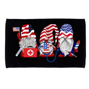 Nurse Usa Flag Gnome Stethoscope Patriotic Nurse 4th Of July Gift Microfiber Hand Towel