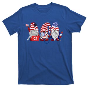 Nurse Usa Flag Gnome Stethoscope Patriotic Nurse 4th Of July Gift T-Shirt