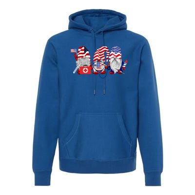 Nurse Usa Flag Gnome Stethoscope Patriotic Nurse 4th Of July Gift Premium Hoodie