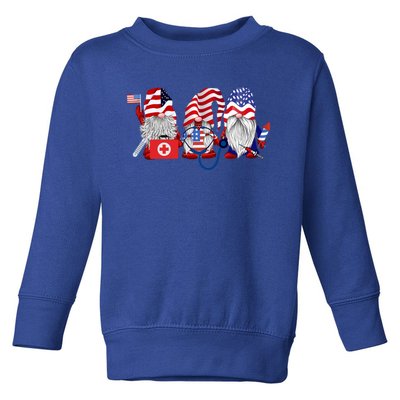 Nurse Usa Flag Gnome Stethoscope Patriotic Nurse 4th Of July Gift Toddler Sweatshirt