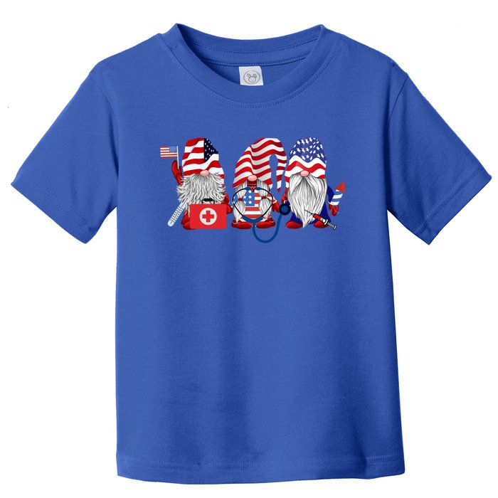 Nurse Usa Flag Gnome Stethoscope Patriotic Nurse 4th Of July Gift Toddler T-Shirt