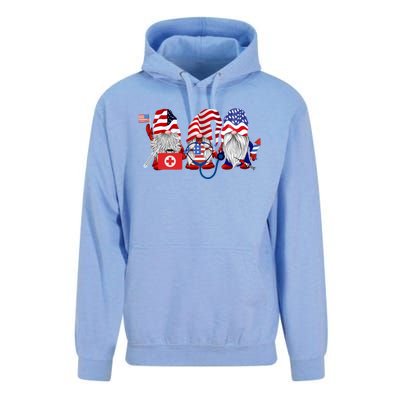 Nurse Usa Flag Gnome Stethoscope Patriotic Nurse 4th Of July Gift Unisex Surf Hoodie