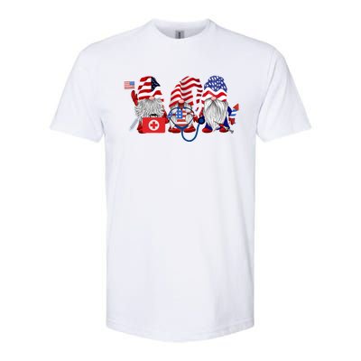 Nurse Usa Flag Gnome Stethoscope Patriotic Nurse 4th Of July Gift Softstyle CVC T-Shirt