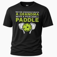 Never Underestimate Grandma With Pickleball Paddle Women Cooling Performance Crew T-Shirt