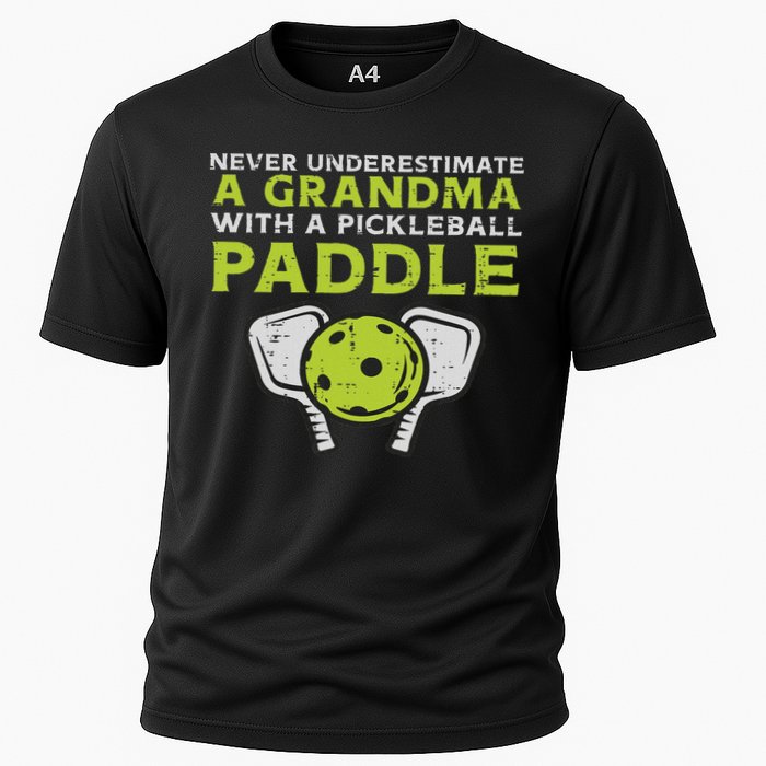 Never Underestimate Grandma With Pickleball Paddle Women Cooling Performance Crew T-Shirt