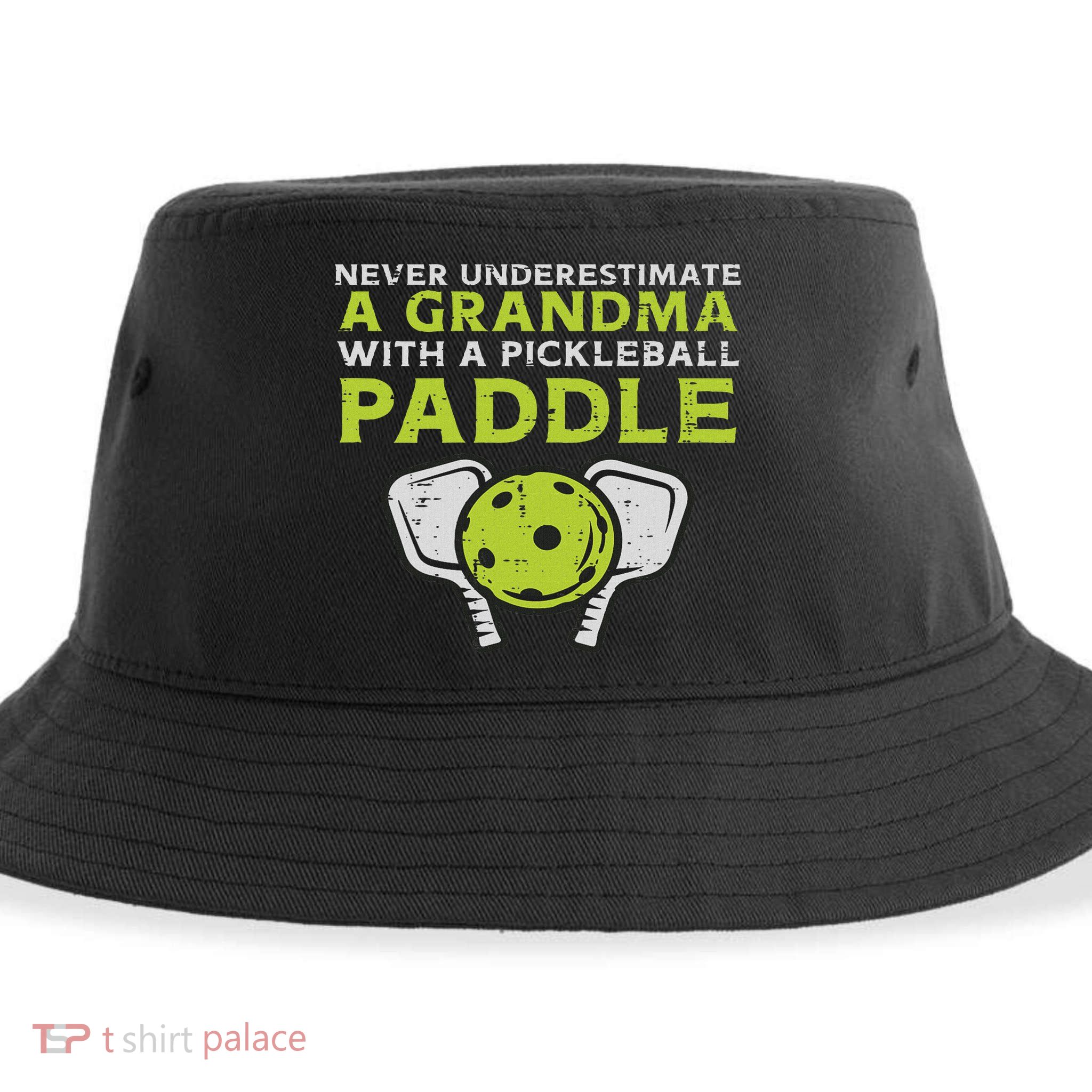 Never Underestimate Grandma With Pickleball Paddle Women Sustainable Bucket Hat