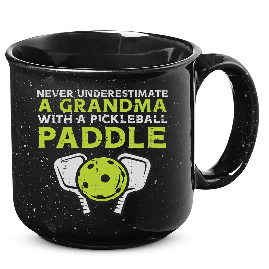 Never Underestimate Grandma With Pickleball Paddle Women 15oz Campfire Ceramic Mug