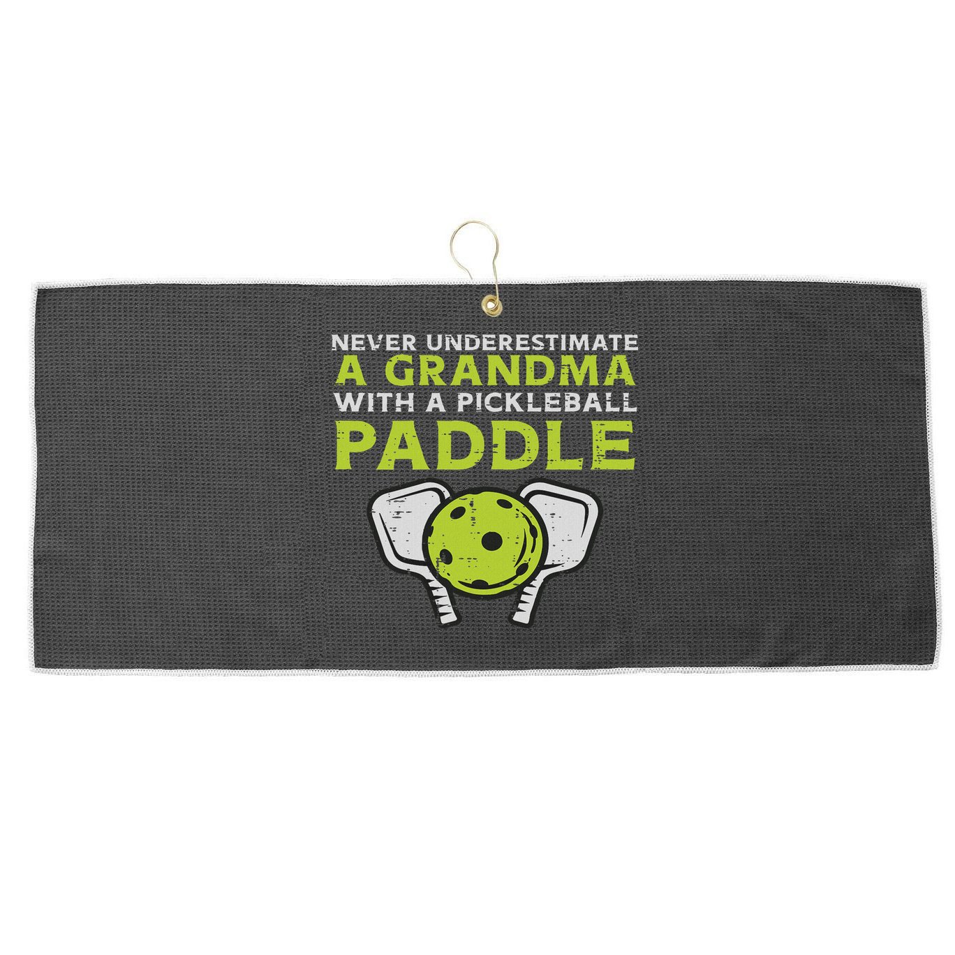 Never Underestimate Grandma With Pickleball Paddle Women Large Microfiber Waffle Golf Towel