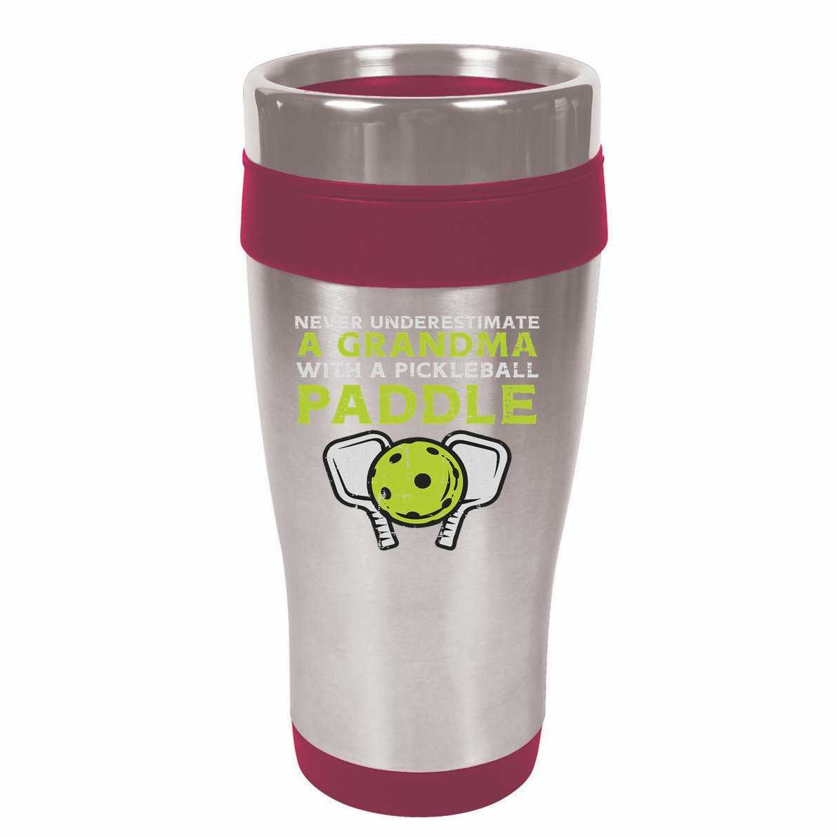 Never Underestimate Grandma With Pickleball Paddle Women 16oz Travel Tumbler