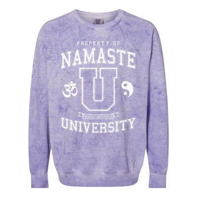 Namaste University Heavily Meditated Yoga Vintage Varsity Meaningful Gift Colorblast Crewneck Sweatshirt