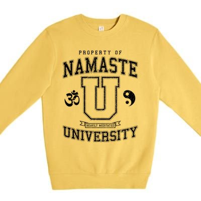 Namaste University Heavily Meditated Yoga Vintage Varsity Meaningful Gift Premium Crewneck Sweatshirt