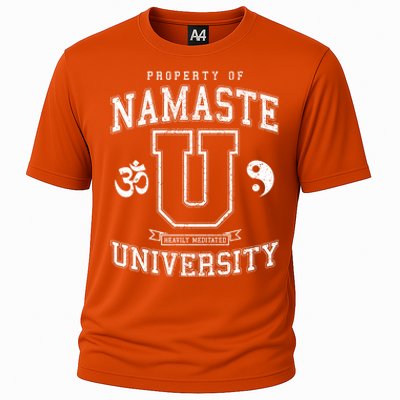 Namaste University Heavily Meditated Yoga Vintage Varsity Meaningful Gift Cooling Performance Crew T-Shirt