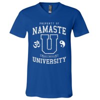 Namaste University Heavily Meditated Yoga Vintage Varsity Meaningful Gift V-Neck T-Shirt