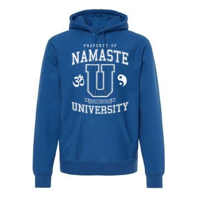 Namaste University Heavily Meditated Yoga Vintage Varsity Meaningful Gift Premium Hoodie