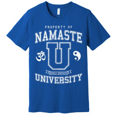 Namaste University Heavily Meditated Yoga Vintage Varsity Meaningful Gift Premium T-Shirt