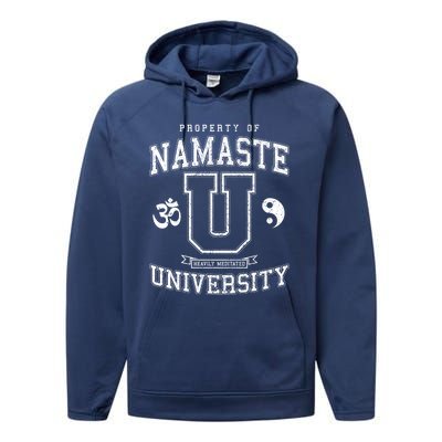 Namaste University Heavily Meditated Yoga Vintage Varsity Meaningful Gift Performance Fleece Hoodie