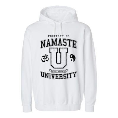 Namaste University Heavily Meditated Yoga Vintage Varsity Meaningful Gift Garment-Dyed Fleece Hoodie