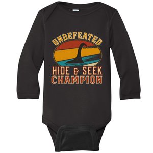 Nessie Undefeated Hide And Seek Champion Funny Nessie Baby Long Sleeve Bodysuit