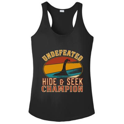 Nessie Undefeated Hide And Seek Champion Funny Nessie Ladies PosiCharge Competitor Racerback Tank
