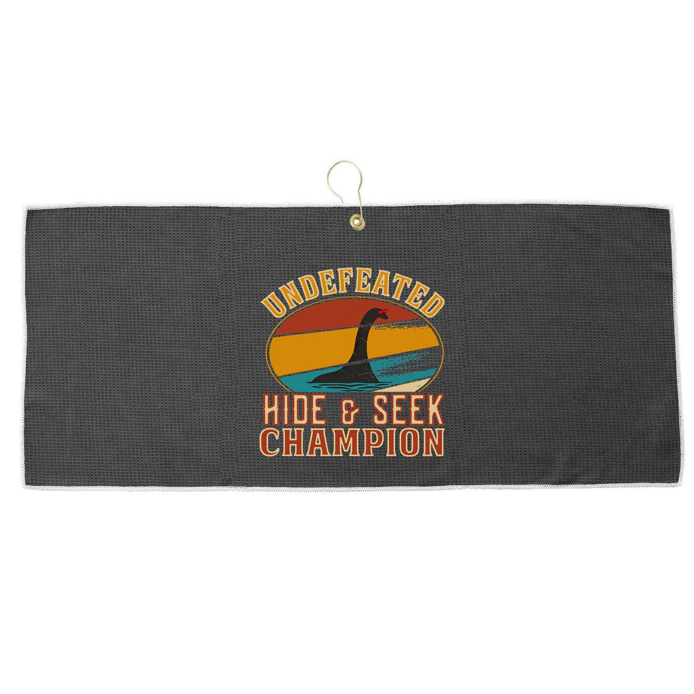 Nessie Undefeated Hide And Seek Champion Funny Nessie Large Microfiber Waffle Golf Towel