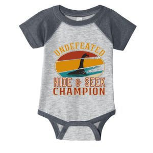 Nessie Undefeated Hide And Seek Champion Funny Nessie Infant Baby Jersey Bodysuit