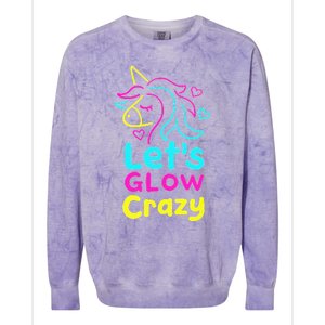 Neon Unicorn Lets Glow Crazy Retro 80s Group Party Squad Colorblast Crewneck Sweatshirt