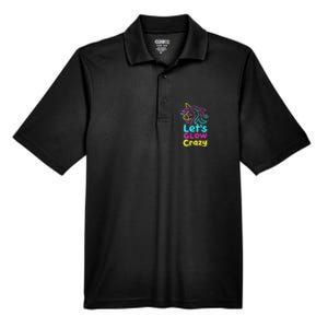 Neon Unicorn Lets Glow Crazy Retro 80s Group Party Squad Men's Origin Performance Pique Polo