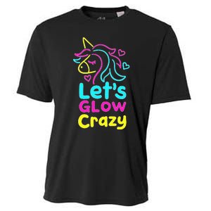 Neon Unicorn Lets Glow Crazy Retro 80s Group Party Squad Cooling Performance Crew T-Shirt