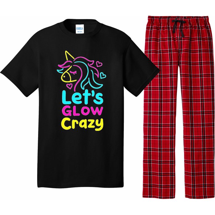 Neon Unicorn Lets Glow Crazy Retro 80s Group Party Squad Pajama Set