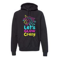 Neon Unicorn Lets Glow Crazy Retro 80s Group Party Squad Premium Hoodie