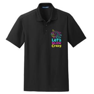 Neon Unicorn Lets Glow Crazy Retro 80s Group Party Squad Dry Zone Grid Polo