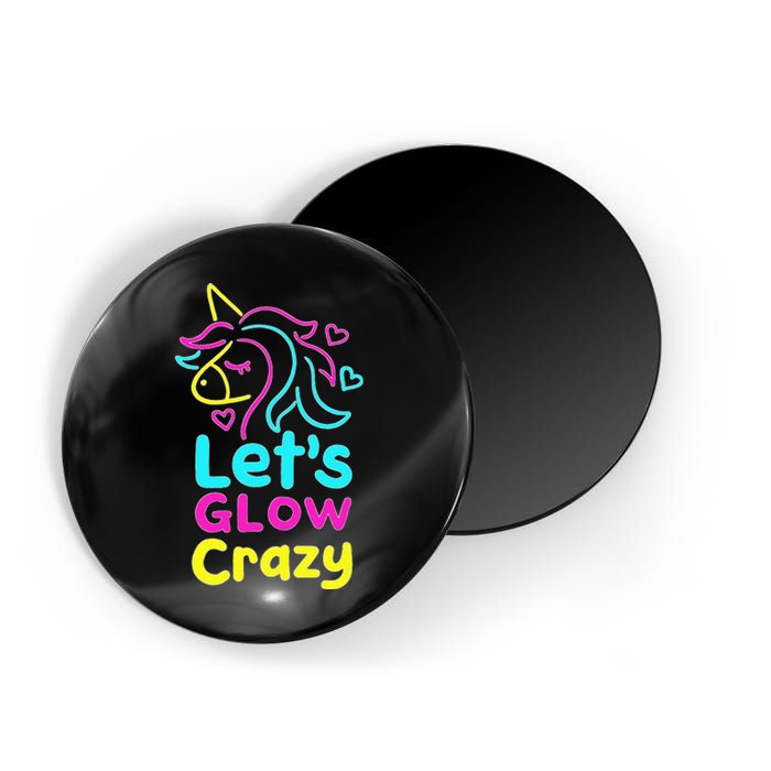 Neon Unicorn Lets Glow Crazy Retro 80s Group Party Squad Magnet