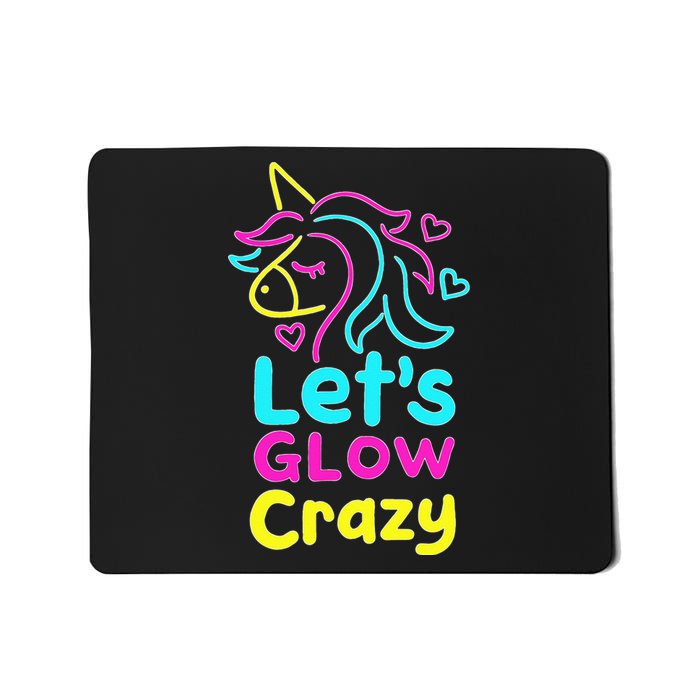 Neon Unicorn Lets Glow Crazy Retro 80s Group Party Squad Mousepad