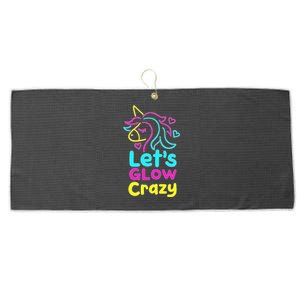 Neon Unicorn Lets Glow Crazy Retro 80s Group Party Squad Large Microfiber Waffle Golf Towel