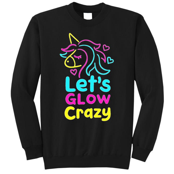 Neon Unicorn Lets Glow Crazy Retro 80s Group Party Squad Tall Sweatshirt