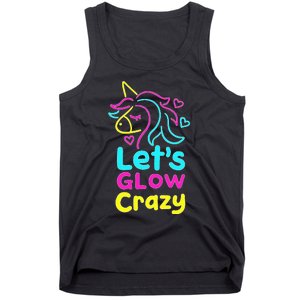 Neon Unicorn Lets Glow Crazy Retro 80s Group Party Squad Tank Top