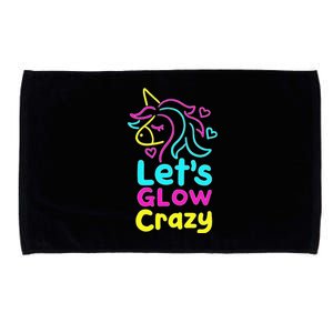 Neon Unicorn Lets Glow Crazy Retro 80s Group Party Squad Microfiber Hand Towel