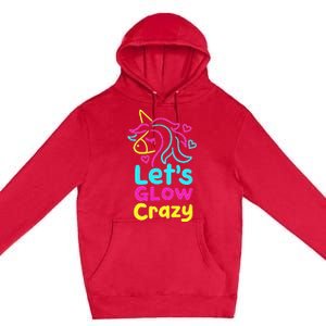 Neon Unicorn Lets Glow Crazy Retro 80s Group Party Squad Premium Pullover Hoodie