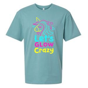 Neon Unicorn Lets Glow Crazy Retro 80s Group Party Squad Sueded Cloud Jersey T-Shirt