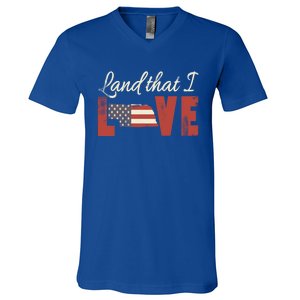 Nebraska Usa Land That I Love Patriotic July 4th Gift V-Neck T-Shirt