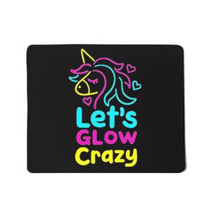 Neon Unicorn Let's Glow Crazy Retro 80s Group Party Squad Mousepad