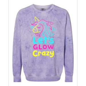 Neon Unicorn Lets Glow Crazy Retro 80s Group Party Squad Colorblast Crewneck Sweatshirt