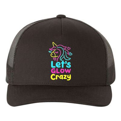 Neon Unicorn Lets Glow Crazy Retro 80s Group Party Squad Yupoong Adult 5-Panel Trucker Hat