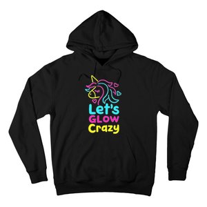 Neon Unicorn Lets Glow Crazy Retro 80s Group Party Squad Hoodie