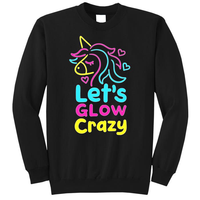 Neon Unicorn Lets Glow Crazy Retro 80s Group Party Squad Sweatshirt