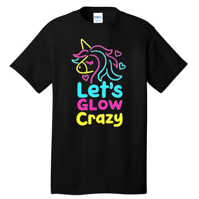 Neon Unicorn Lets Glow Crazy Retro 80s Group Party Squad Tall T-Shirt