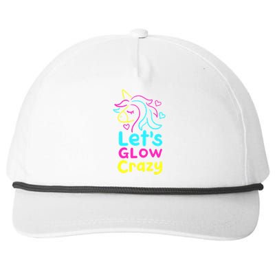 Neon Unicorn Lets Glow Crazy Retro 80s Group Party Squad Snapback Five-Panel Rope Hat